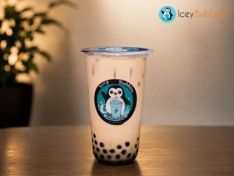 Classic milk tea with chewy tapioca pearls at Icey Bubbles in Ajax