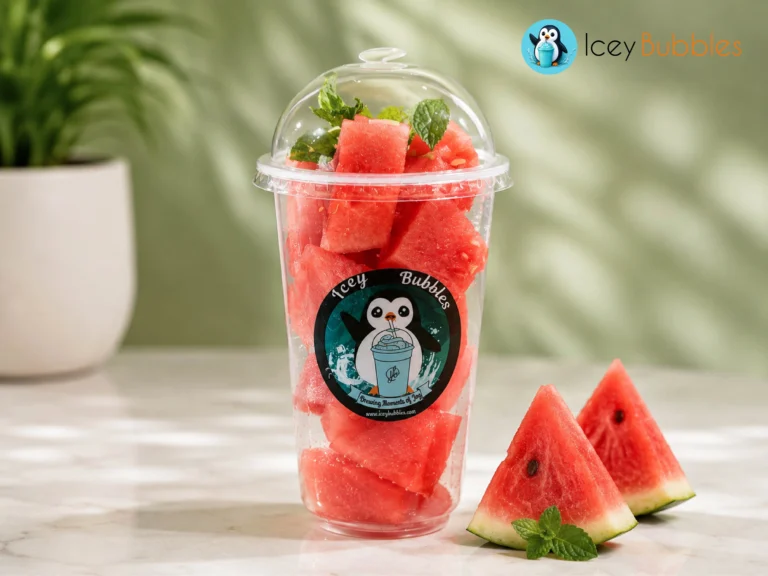 Watermelon real fruit drink at Icey Bubbles juice shop in Ajax, Ontario